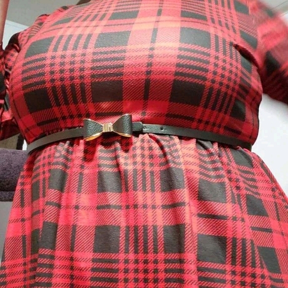 Plus Black faux leather Bow tie skinny waist evening Formal wedding dress belt - Picture 3 of 16